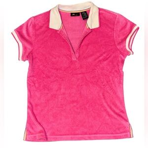 Y2K Retro Vintage Preppy Spring Active Pink Terry Polo St John’s Bay SB Small